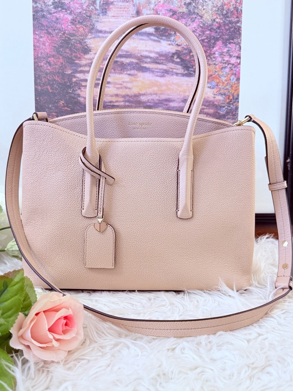 Kate Spade Classic Pebbled Leather Tote Bag - Blush Pink